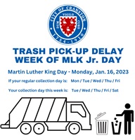 One day trash delay - Week of Jan. 16